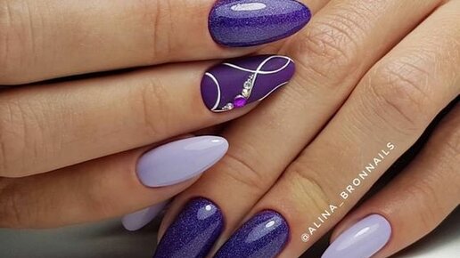 Картинка: Фиолетовый маникюр, стильные идеи декора ногтей 2019 фото