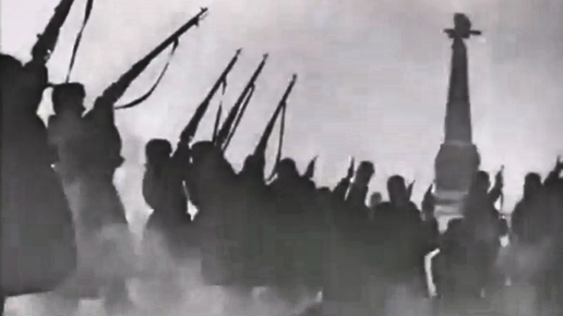 Картинка:   Редкие кадры кинохроники.   На  Бородинском поле,   освобожденном от фашистов , 21 января 1942 года 