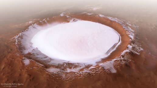 Картинка: Mars Express сделал фото ледяного кратера на поверхности Марса