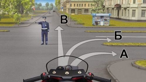 Картинка: В каком направлении Вам разрешено движение? (17% ошибается)
