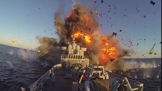 Картинка: Опубликованы первые кадры удара российских ракет Х-35У по кораблям 