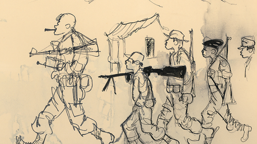 Картинка: 5 интересных иллюстрации военного художника, побывавшего на вьетнамской войне
