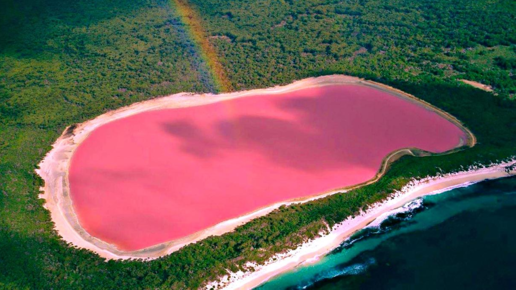 Картинка: Розовое озеро Хиллиер в Австралии.