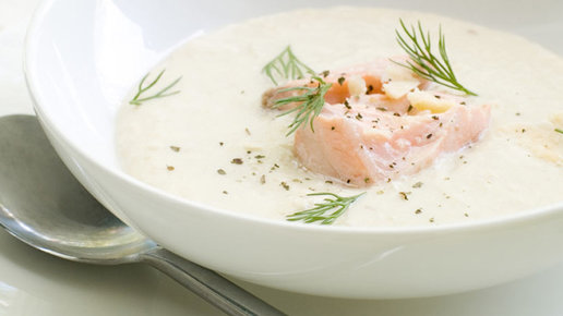 Картинка: Сливочный суп с лососем - рецепт с фото