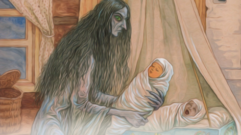 Картинка: Ведьма подменила ребёнка
