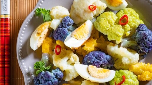 Картинка: Жареная цветная капуста с яйцом — рецепт с фото
