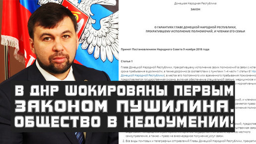 Картинка: Видео. В ДНР шокированы первым законом Пушилина. Общество в недоумении