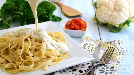 Картинка: Сливочный соус для спагетти с болгарским перцем и цветной капустой