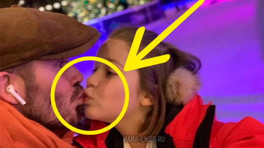 Картинка: Бекхэм поцеловал 7-летнюю дочь в губы, и это взбудоражило соцсети