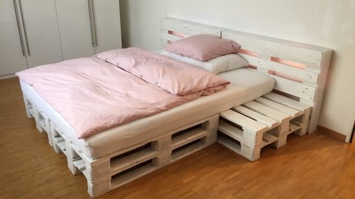 Картинка: Как сделать необычную кровать из поддонов