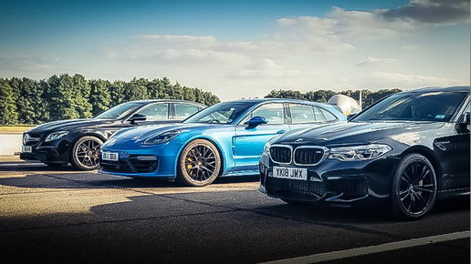 Картинка: Кто быстрее на прямой: BMW M5 vs Mercedes-AMG E63 S vs Porsche Panamera Turbo S  E-Hybrid